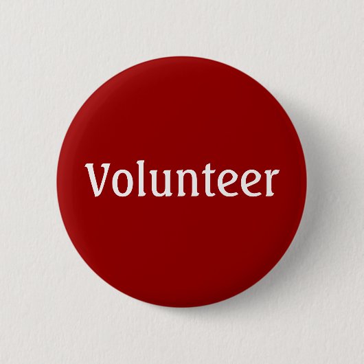 Button vrijwilliger - wit op rood (Voorkant)