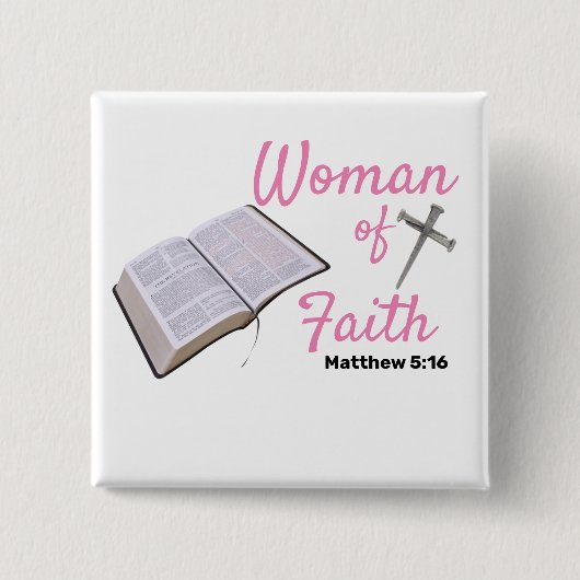 Button: Vrouw van Geloof Vierkante Button 5,1 Cm (Voorkant)