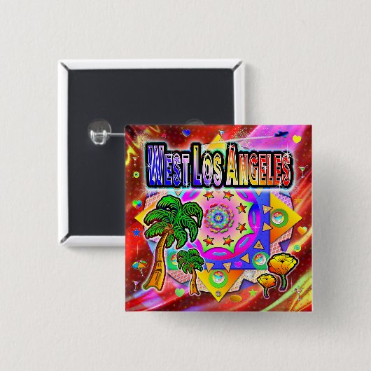Button West Los Angeles Tropische Vrienden (Voorkant /achterkant)