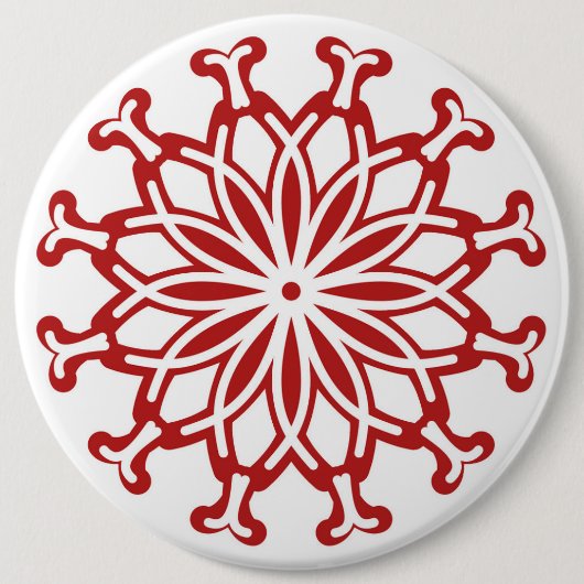 Button, Witte achtergrond Rood bloemontwerp Ronde Button 6,0 Cm (Voorkant)