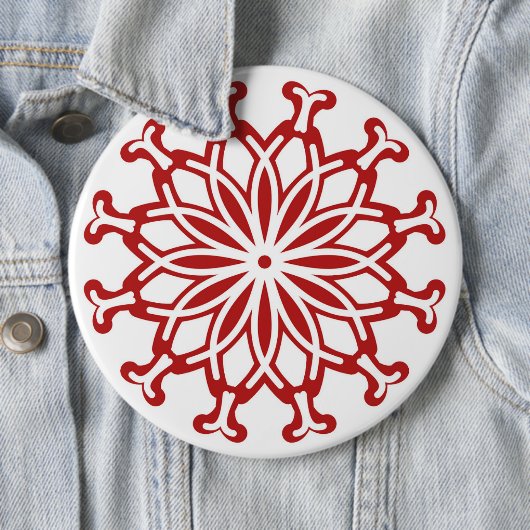 Button, Witte achtergrond Rood bloemontwerp Ronde Button 6,0 Cm (In situ)