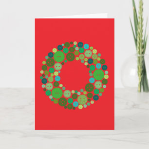Button Wreath Holiday Card Feestdagen Kaart