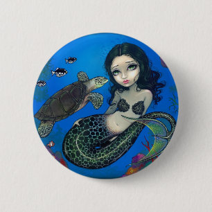 Button "Zee Turtle Mermaid"