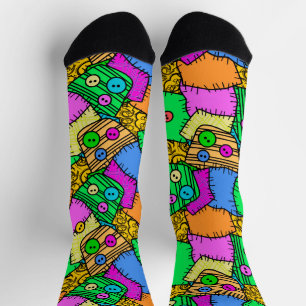 Buttonnen en patchwork Halloween Sokken