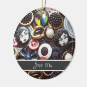 Buttonnen Flapper Zwart-wit Keramisch Ornament (Links)