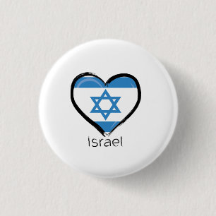 Buttonnen Israel Flag Heart Love Ronde Button 3,2 Cm