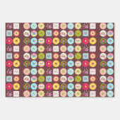  Buttonnen met bloemen en pooldots Inpakpapier Vel (Voorkant)