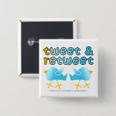 Buttonnen met tweet en tweet vierkante button 5,1 cm (Voorkant /achterkant)