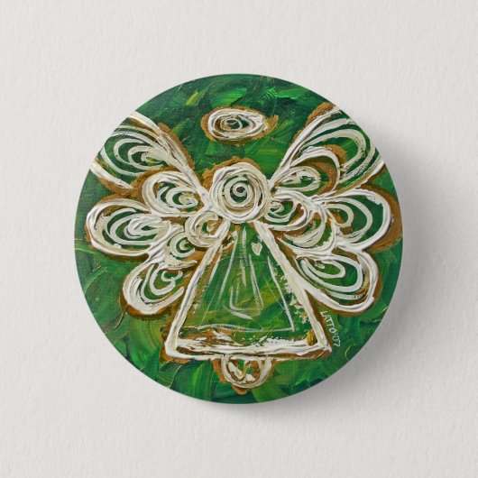 Buttonnen of spellen van de Groene Engel Ronde Button 5,7 Cm (Voorkant)