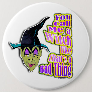 Buttonnen, pinnen - Halloween heks Ronde Button 6,0 Cm