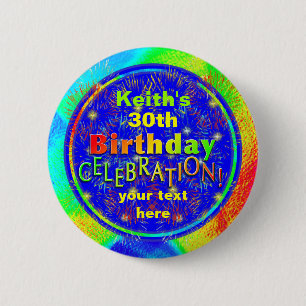 Buttonnen van de verjaardagscournering ronde button 5,7 cm