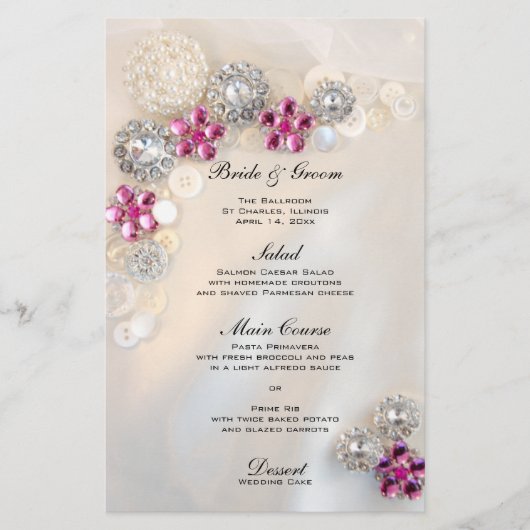 Buttonnen van Faux Pearl en Pink Diamond Wedding M (Voorkant)