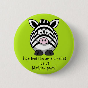 Buttonnen voor dierlijke Zebra Ronde Button 5,7 Cm