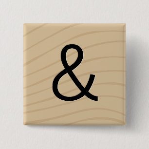 Buttonnen voor Letter-tapegame: Ampersand "&" Vierkante Button 5,1 Cm