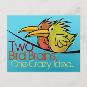 Buuraankondiging, 2 vogels op een draad, grappig kaart