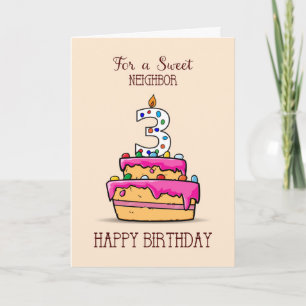 Buurman 3e Verjaardag, 3 op Sweet Pink Cake Kaart