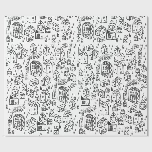 Buurprogramma's, nieuw huis-werkdocument cadeaupapier (Vlak)