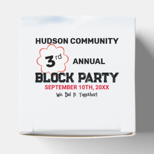 Buurtblokkeringsfeestje Bedankdoosjes (Bovenkant)