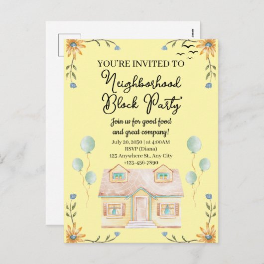 Buurtblokkeringsfeestje Feestdagenkaart (Voorkant / Achterkant)