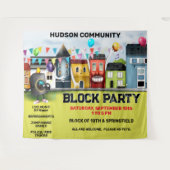 Buurtfeest Banner Achtergrond Wandkleed (Voorkant (horizontaal))