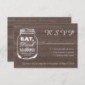 Buvez à manger marié mason jarre RSVP cartes maria (Devant / Derrière)