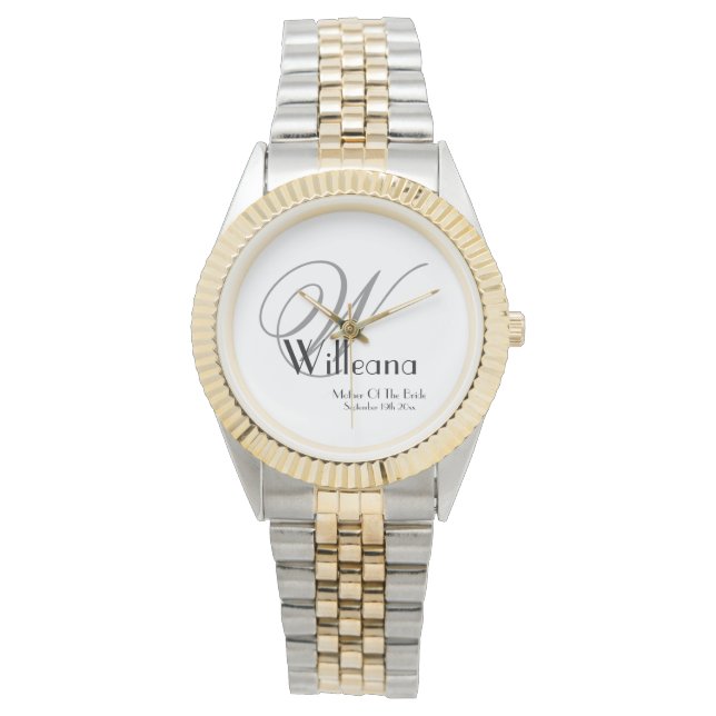 Buwmoeder van de Bride Gift Monogram Chic Horloge (Voorkant)