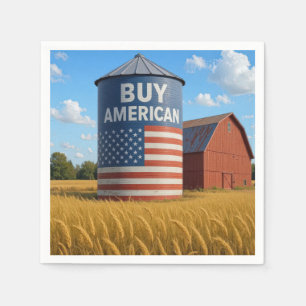 "Buy American" teken op een Boerderij silo Servet