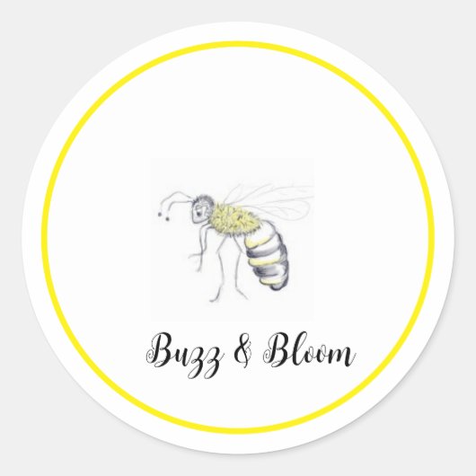 Buzz & Bloom Stickers - hand drawn bee design (Devant)
