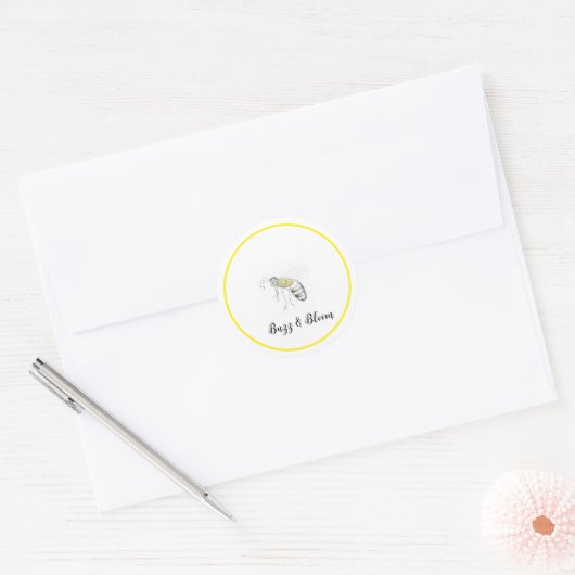 Buzz & Bloom Stickers - hand drawn bee design (Enveloppe)