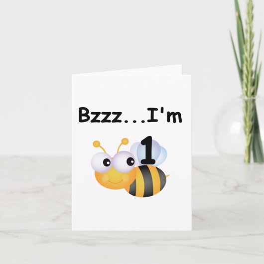 Buzz Bumblebee 1e Verjaardag T-shirts en geschenke Kaart (Voorkant)