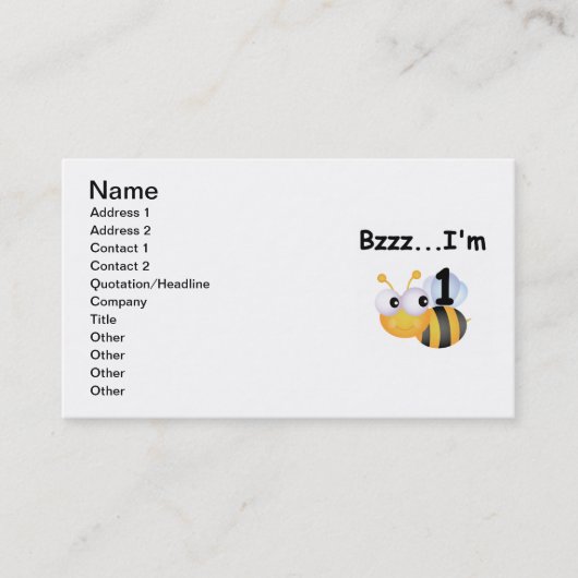 Buzz Bumblebee 1e Verjaardag T-shirts en geschenke Visitekaartje (Voorkant)