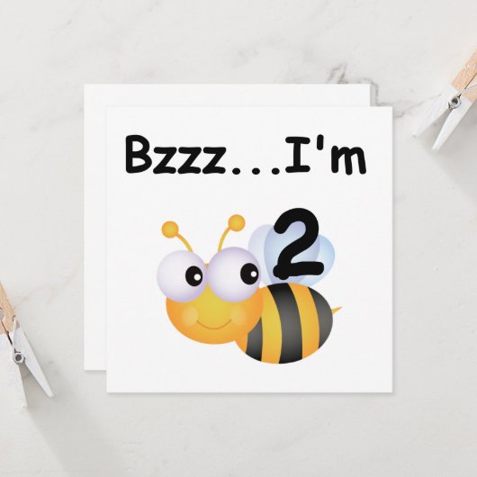 Buzz Bumblebee 2e verjaardag T-shirts en cadeautje Kaart (Voorkant / Achterkant in situ)