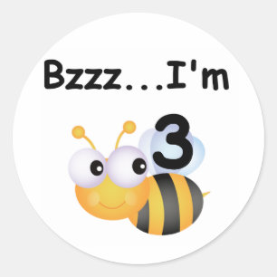 Buzz Bumblebee 3e verjaardag T-shirts en cadeautje Ronde Sticker