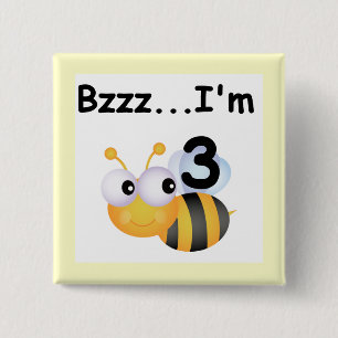 Buzz Bumblebee 3e verjaardag T-shirts en cadeautje Vierkante Button 5,1 Cm
