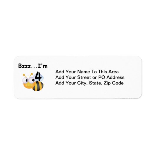 Buzz Bumblebee 4e Verjaardag T-shirts en geschenke Etiket (Voorkant)