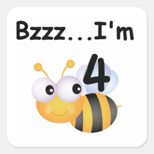 Buzz Bumblebee 4e Verjaardag T-shirts en geschenke Vierkante Sticker