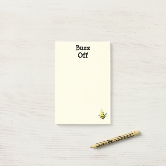 Buzz Off Bee Bumblebee Custom Text Post-it® Notes (Op bureau)