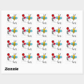 Buzz Off - Cute bee and flower Vierkante Sticker (Vel)