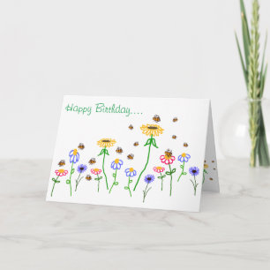 BuzzAboutBees Happy Birthday Bee Garden Greeting Kaart