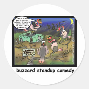 Buzzard Comedy Clubs Grappige Cartoon Cadeaus & T- Ronde Sticker
