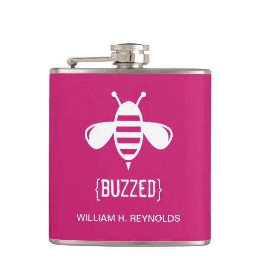 {BUZZED} Bridal Party Buzzed Bee Gift (fuchsia) Heupfles (Voorkant)