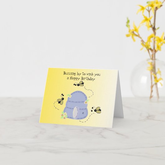 Buzzing Bee's Birthday Wishes Kaart (Gele Bloem)