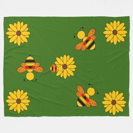 Buzzing bijen fleece deken (Voorkant (Horizontaal))