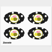 Buzzing Bumble Bee - Roze / Zwart Ovale Sticker (Vel)