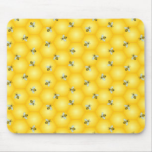 Buzzing Bumble Bees en Golden Honeycomb Pattern Muismat