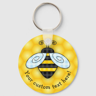 Buzzing Bumblebee and Honeycomb Icon Sleutelhanger