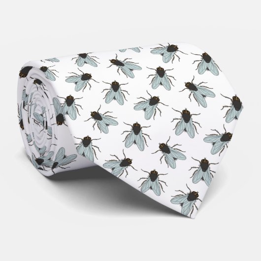 Buzzing House Flies Fly Swatter Insect Yucky Bug Stropdas (Opgerold)