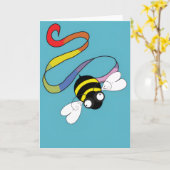 Buzzing Rainbow Bee Kaart (Blank Inside) (Gele Bloem)