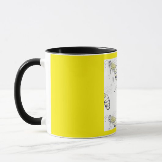 Buzzing with Style – Bee Illustration Ceramic Mug (Gauche)