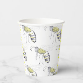 Buzzing with Style – Bee Illustration cups Papieren Bekers
